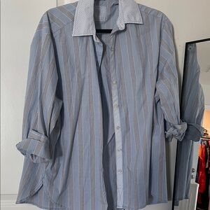 Blue Striped women oversized Shirt
